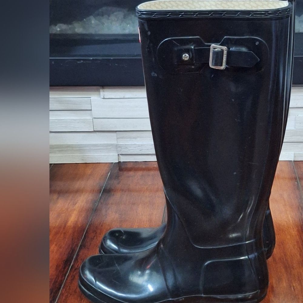 Hunter Women Original Tall Gloss Shoes US 9 M Black Rain Boots UK 7 EU 40/41 - Picture 3 of 7